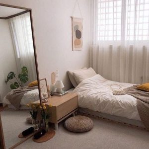 desain kamar tidur sempit gaya korea